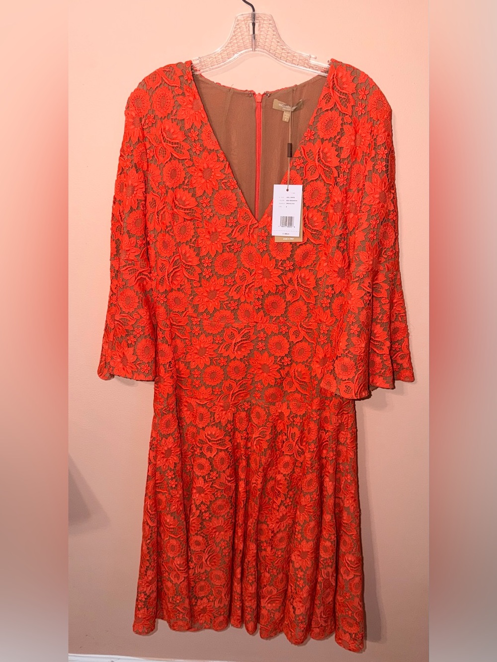 Michael Kors Orange Lace Midi Dress